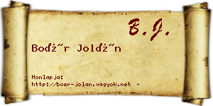 Boér Jolán névjegykártya