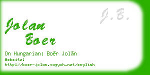 jolan boer business card