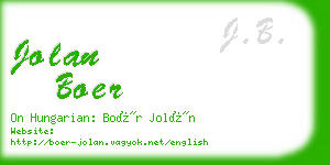 jolan boer business card